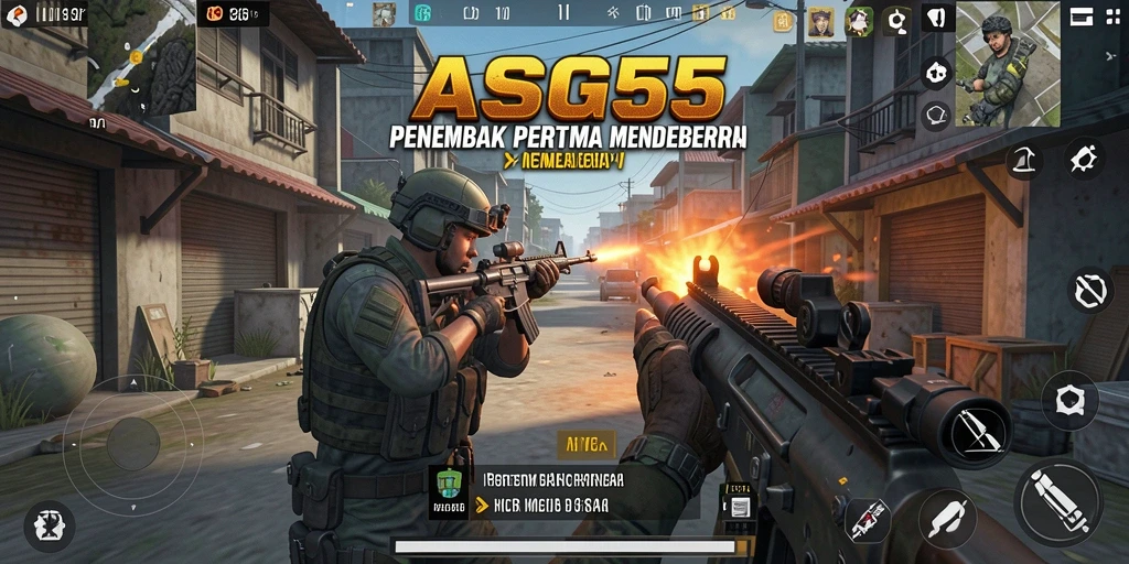 Screenshot gameplay ASG55 menampilkan aksi tembak-menembak yang intens.