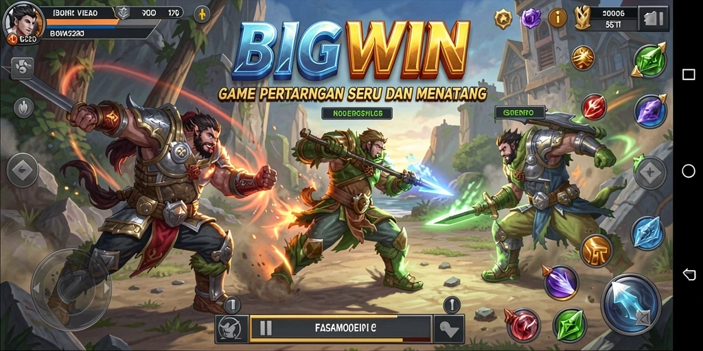 Screenshot gameplay yang menampilkan pertarungan seru di BIGWIN.