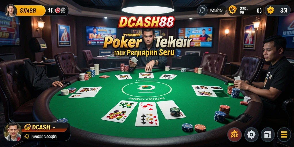 Screenshot utama IDCASH88 menampilkan gameplay poker yang seru dan interaktif.