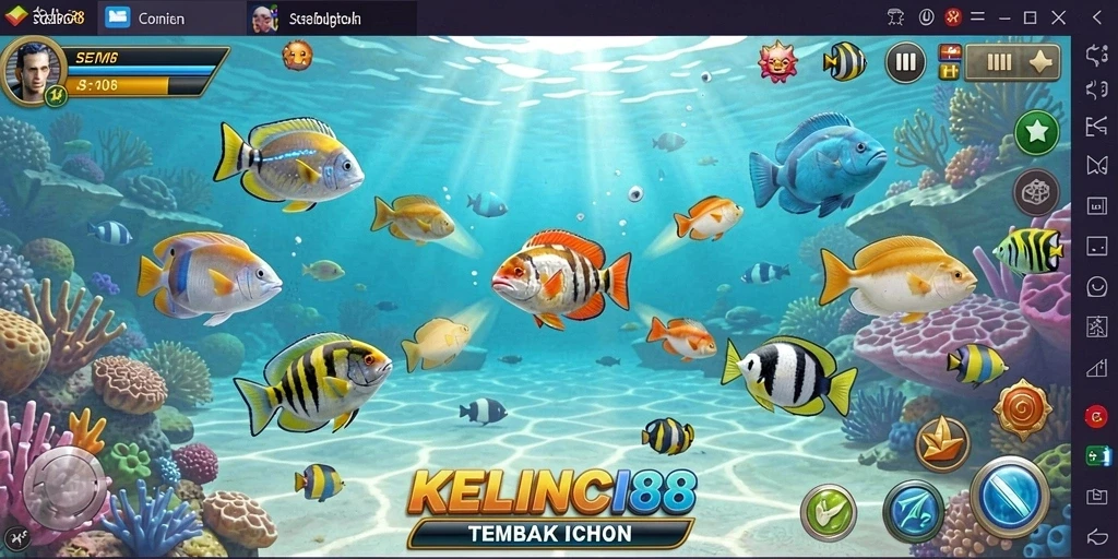 Tampilan gameplay seru dalam KELINCI88 saat memancing ikan.