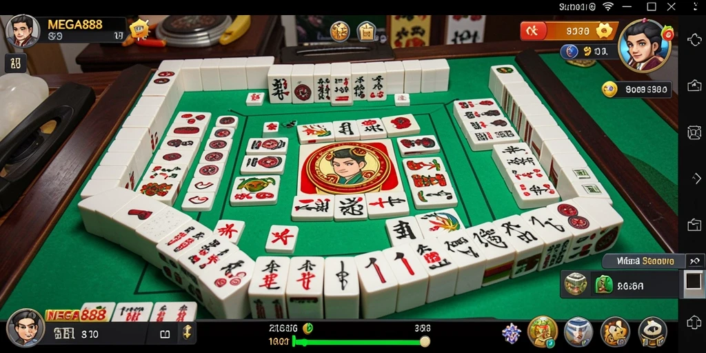 Tampilan gameplay MEGA888 dengan grafis Mahjong yang menarik.