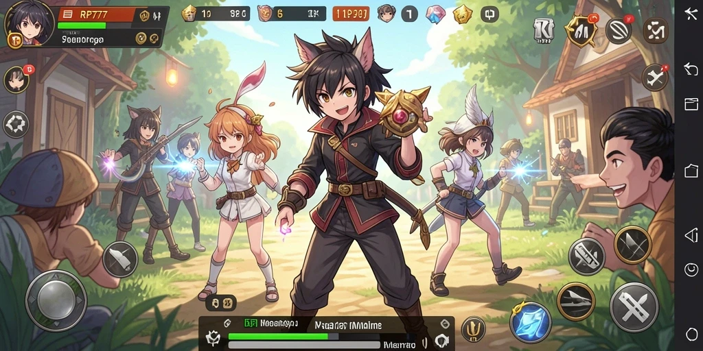 Screenshot utama RP777 menampilkan aksi seru dalam dunia Anime.