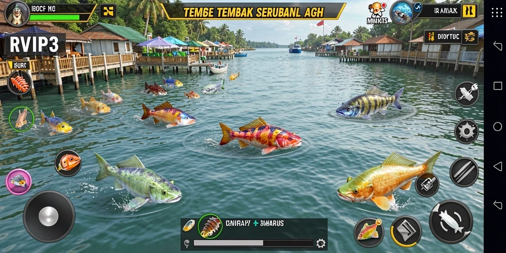 Tampilan gameplay RVIP3 yang penuh aksi Tembak Ikan.