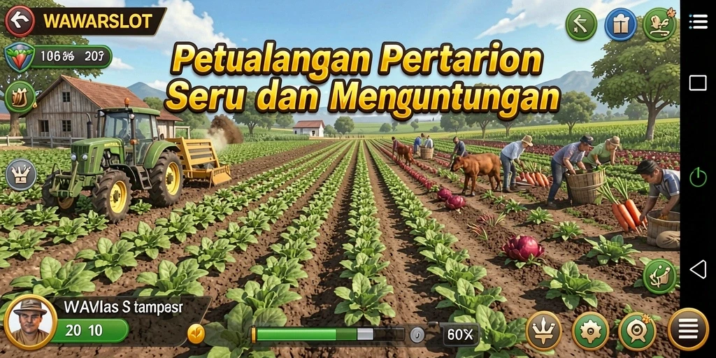 Screenshot gameplay yang menunjukkan keseruan bertani di WAWARSLOT.