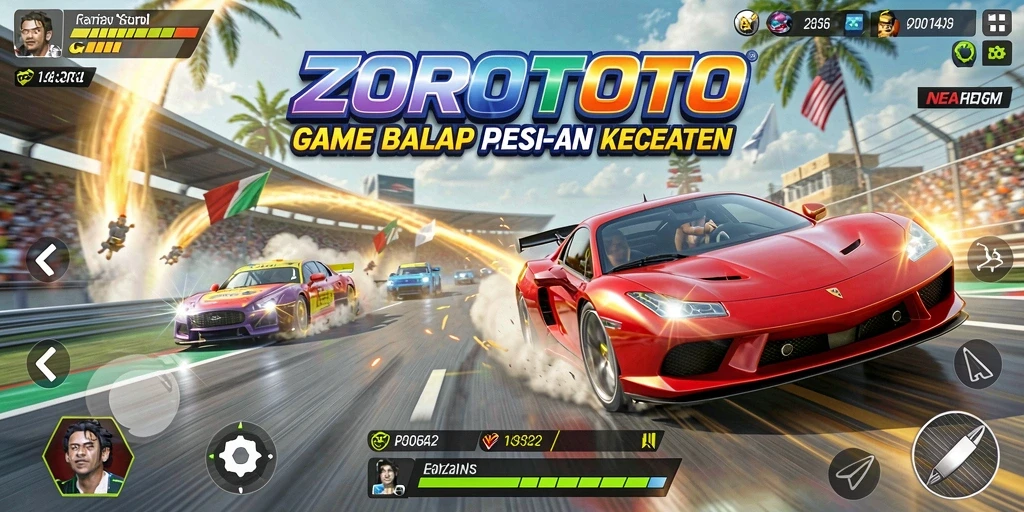 Gameplay balap seru di ZOROTOTO yang menegangkan.